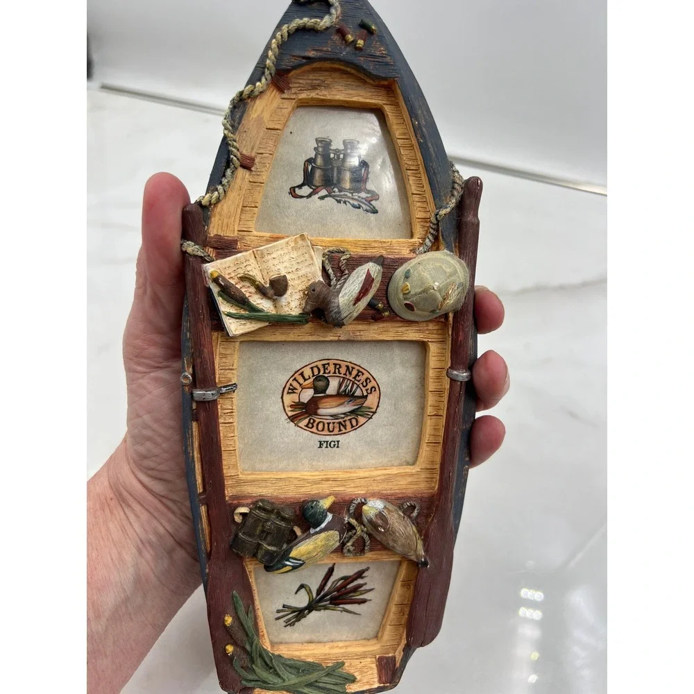 Figi Graphics Wilderness Bound Boat Photo Frame Rustic Duck Hunting Lodge Decor